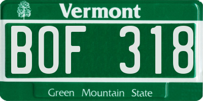 VT license plate BOF318