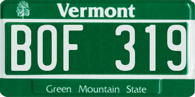 VT license plate BOF319