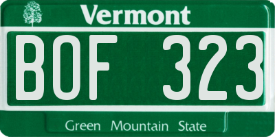 VT license plate BOF323