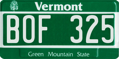 VT license plate BOF325