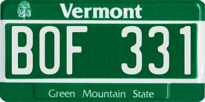 VT license plate BOF331