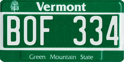 VT license plate BOF334