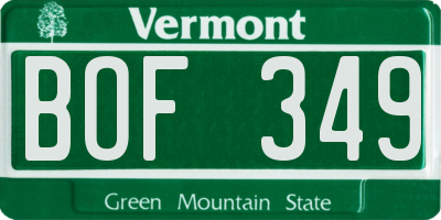 VT license plate BOF349