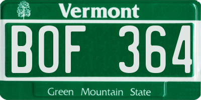 VT license plate BOF364