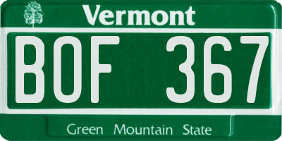 VT license plate BOF367