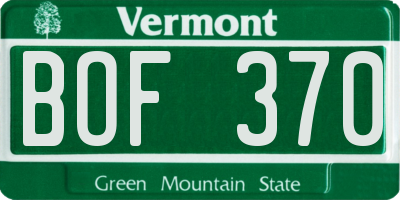 VT license plate BOF370