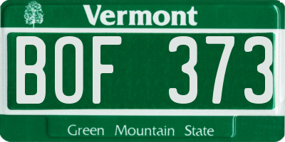 VT license plate BOF373