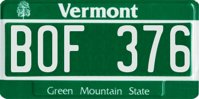 VT license plate BOF376