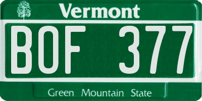 VT license plate BOF377