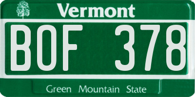 VT license plate BOF378