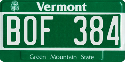 VT license plate BOF384