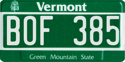 VT license plate BOF385
