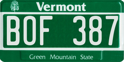 VT license plate BOF387