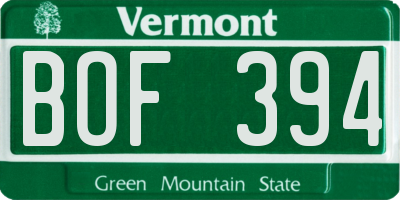VT license plate BOF394