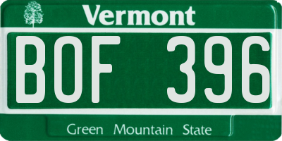 VT license plate BOF396