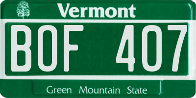 VT license plate BOF407