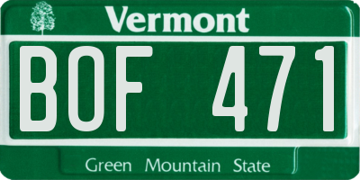 VT license plate BOF471