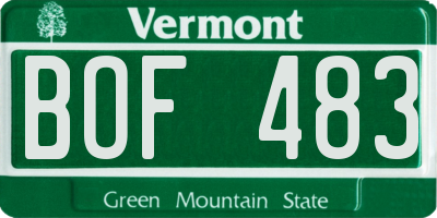 VT license plate BOF483