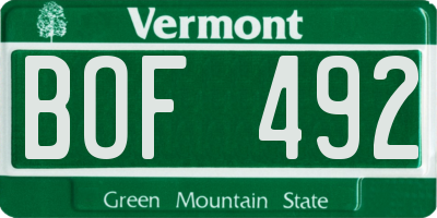 VT license plate BOF492