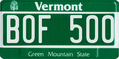 VT license plate BOF500