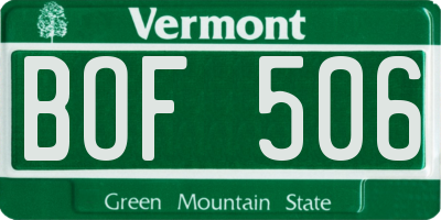 VT license plate BOF506