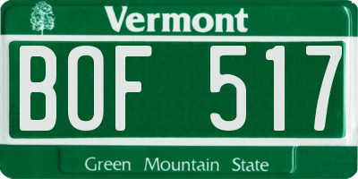 VT license plate BOF517