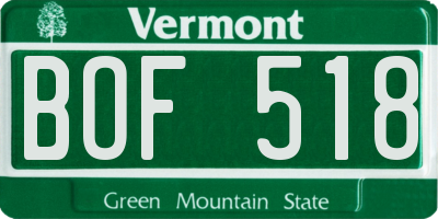 VT license plate BOF518