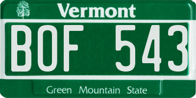 VT license plate BOF543