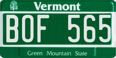 VT license plate BOF565