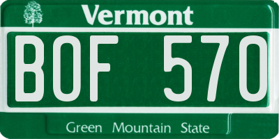 VT license plate BOF570