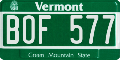 VT license plate BOF577