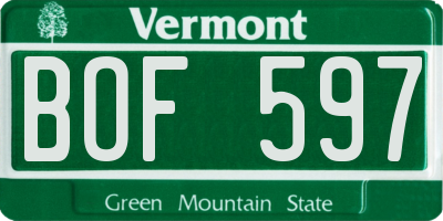 VT license plate BOF597