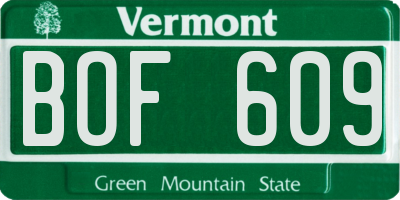 VT license plate BOF609