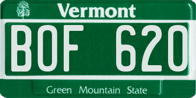 VT license plate BOF620