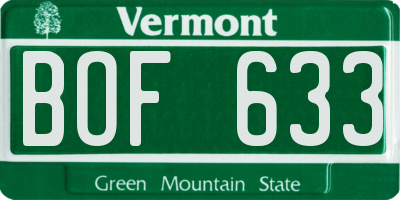 VT license plate BOF633