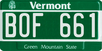 VT license plate BOF661