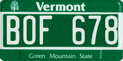 VT license plate BOF678