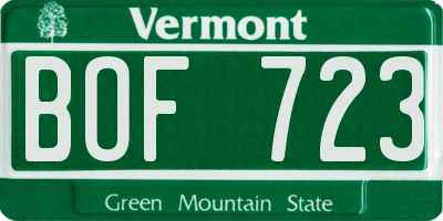 VT license plate BOF723