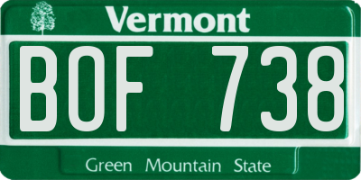 VT license plate BOF738