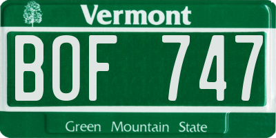 VT license plate BOF747