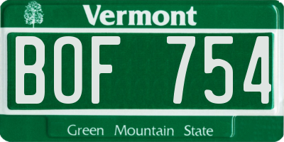 VT license plate BOF754