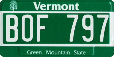 VT license plate BOF797