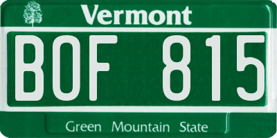 VT license plate BOF815