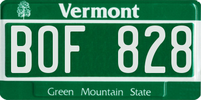 VT license plate BOF828