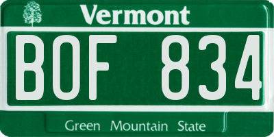 VT license plate BOF834