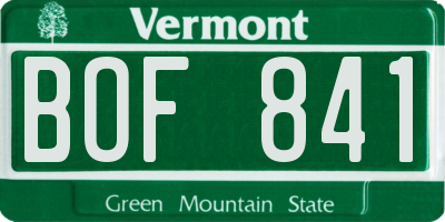 VT license plate BOF841