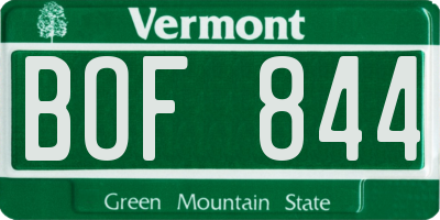 VT license plate BOF844