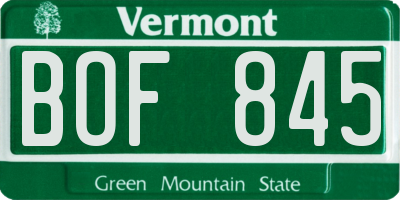 VT license plate BOF845