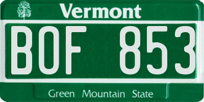 VT license plate BOF853