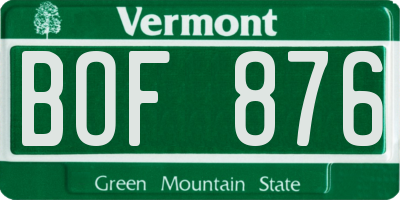 VT license plate BOF876